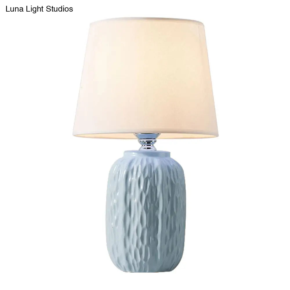 Modern Hammered Ceramic Night Lamp In Pink/Blue/Yellow With Tapered Lampshade
Note: Its Important