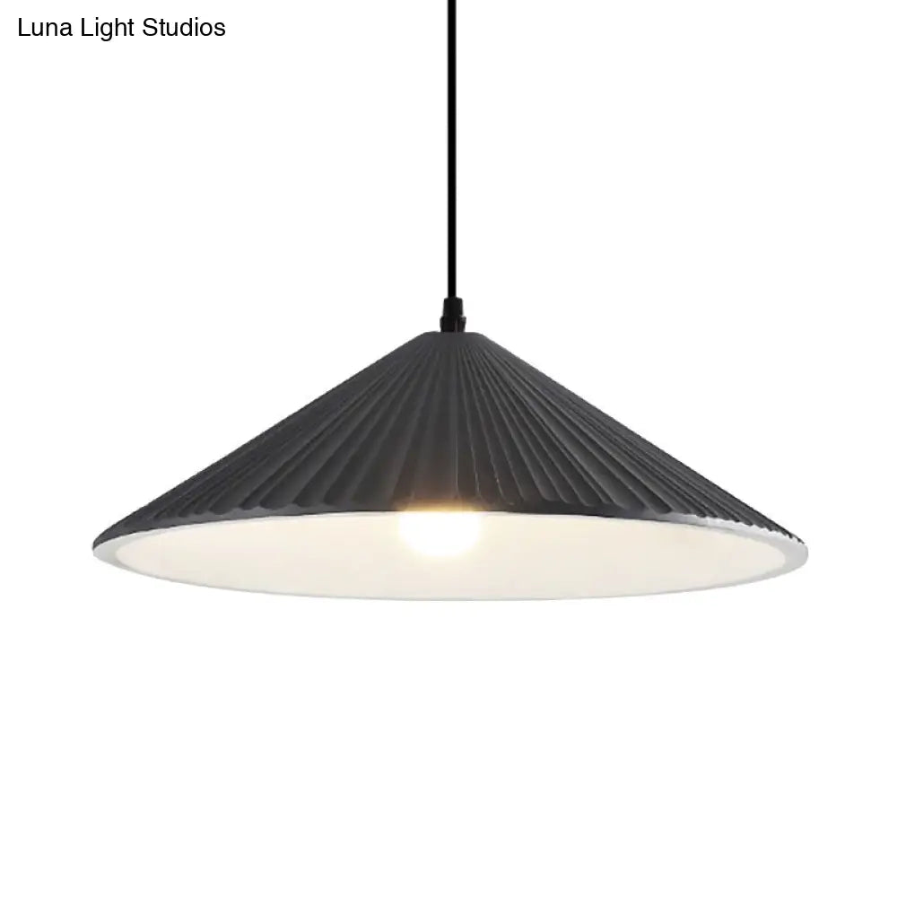 Modern Hat Ceiling Pendant Light Resin 1 Light 8’’/12.5’’/16’’ Dia Grey/White/Black
