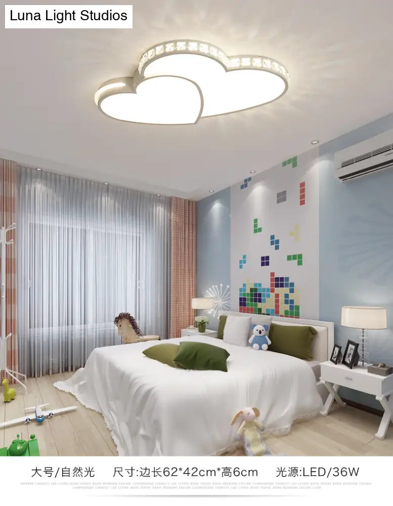 Modern Heart Flush Mount Ceiling Light Fixture For Bedroom