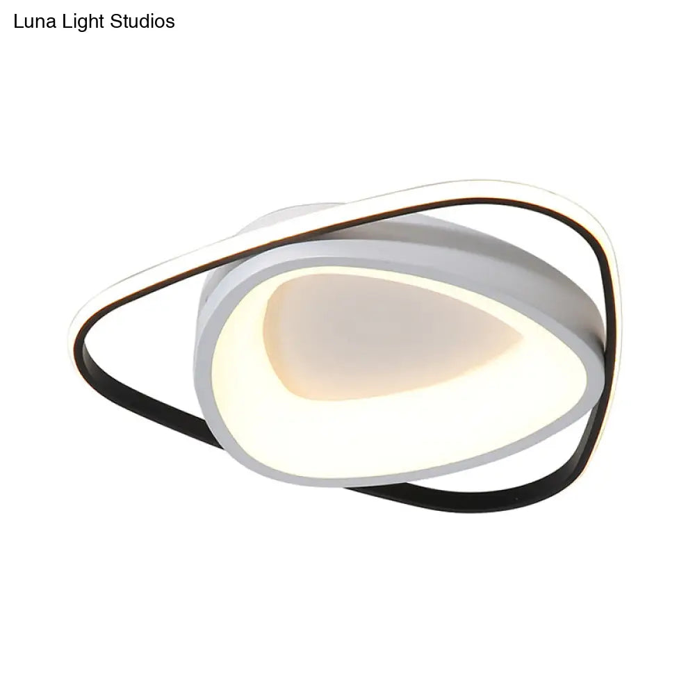 Modern Incurvated Triangle Led Flush Ceiling Light In Black - White 19.5’/23.5’ Width