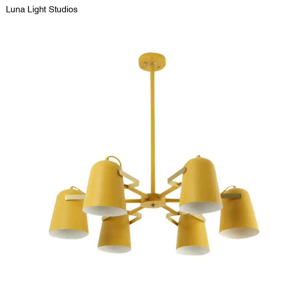 Modern Iron Pendant Chandelier With Bell Shade - Living Room Hanging Lighting Fashionable Design