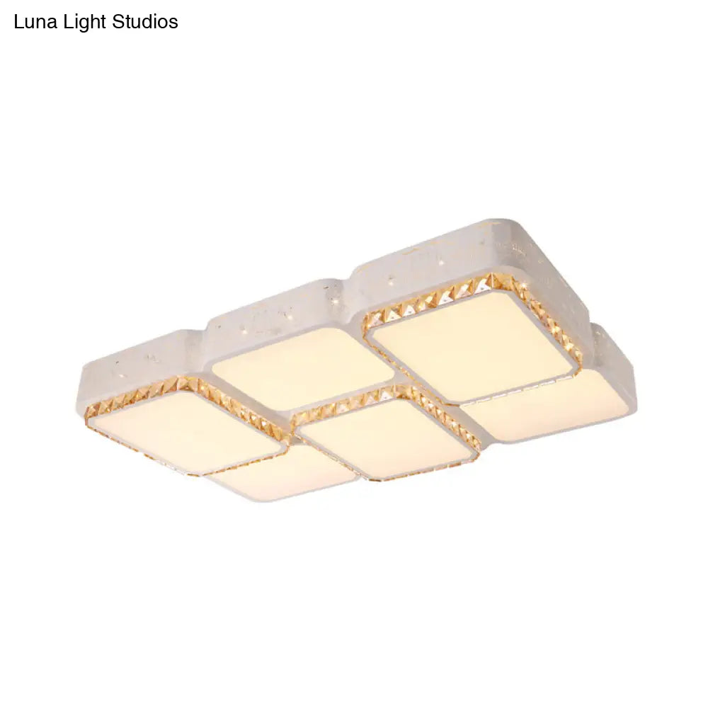 Modern K9 Crystal Led Ceiling Light - Flush Mount Acrylic Shade Remote Control Dimming