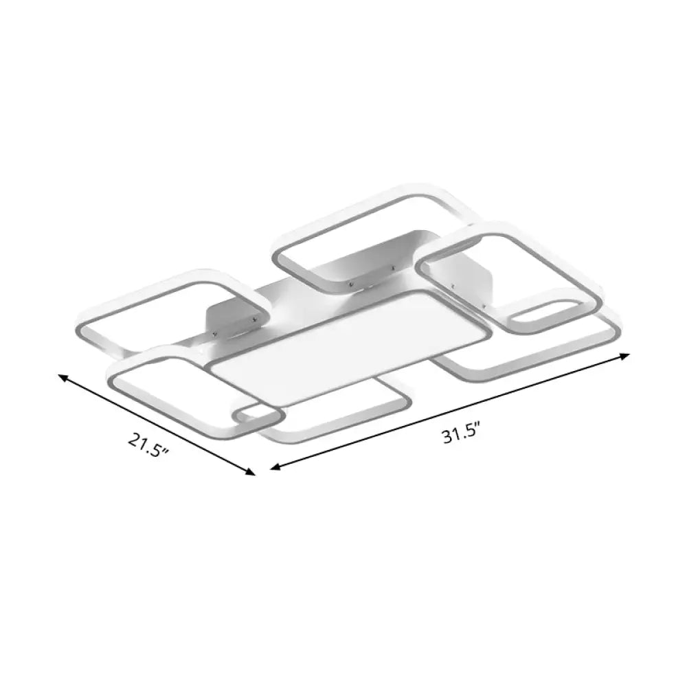 Modern Led Acrylic Ceiling Light - Square And Block Design 18/21.5/25.5 Wide Flush Mount