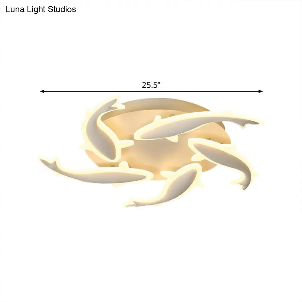 Modern Led Acrylic Fishes Flush Mount Light: Ceiling Fixture With 3/5/9 Lights In