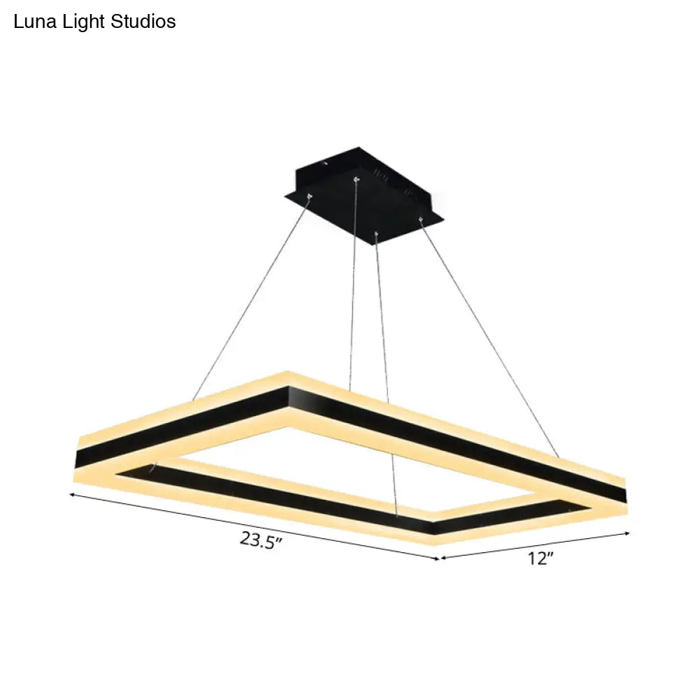 Modern Led Acrylic Rectangular Ceiling Light Chandelier Pendant In Black With Warm/White Option