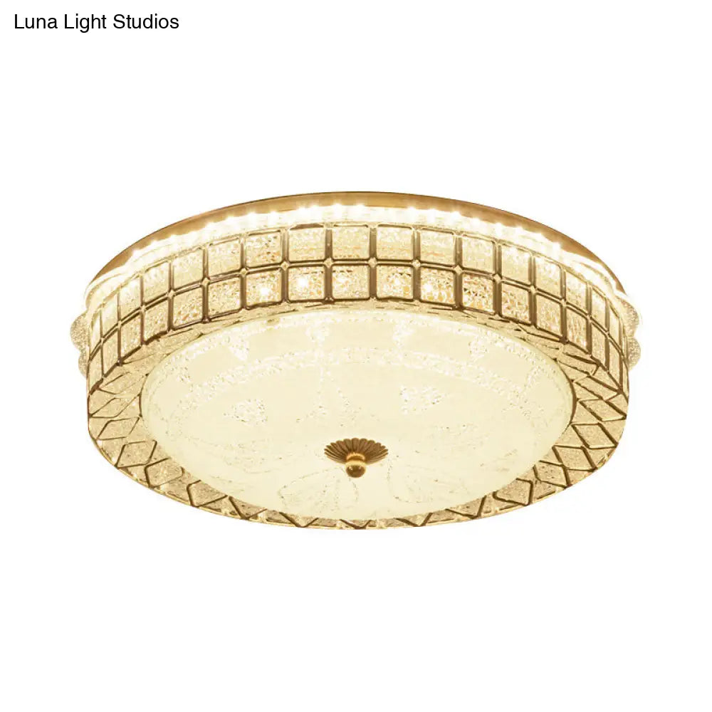 Modern Led Ceiling Light With Crystal Accents And White Glass Diffuser