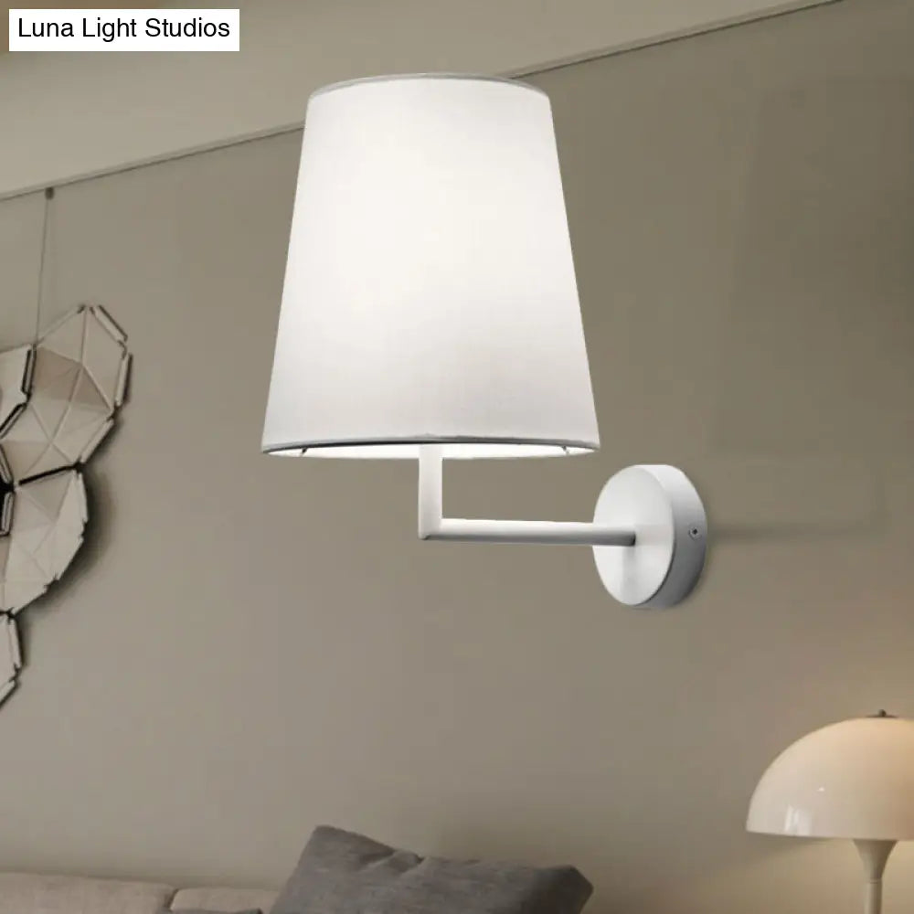 Modern Led Cone Wall-Mounted Fabric Sconce Light In Black/White For Living Room