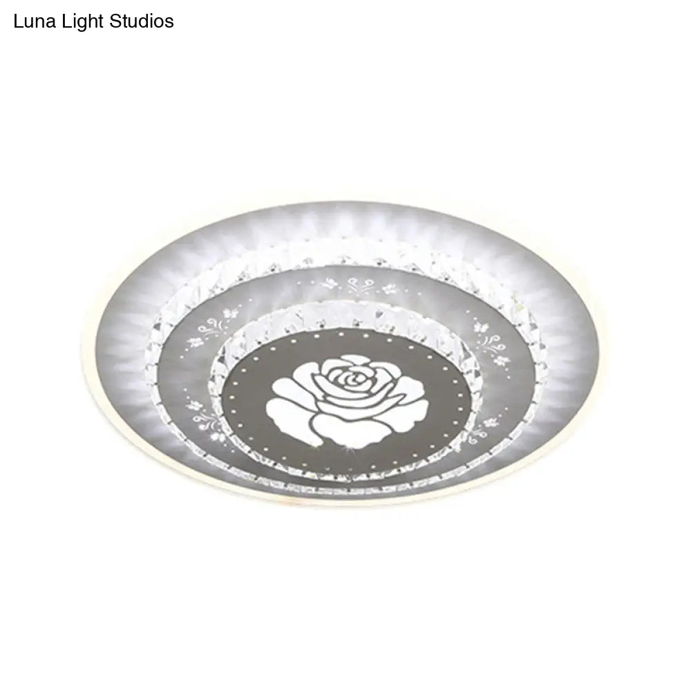Modern Led Crystal Block Flush Mount Light Fixture With Rhombus/Cobble/Loving Heart Patterns In