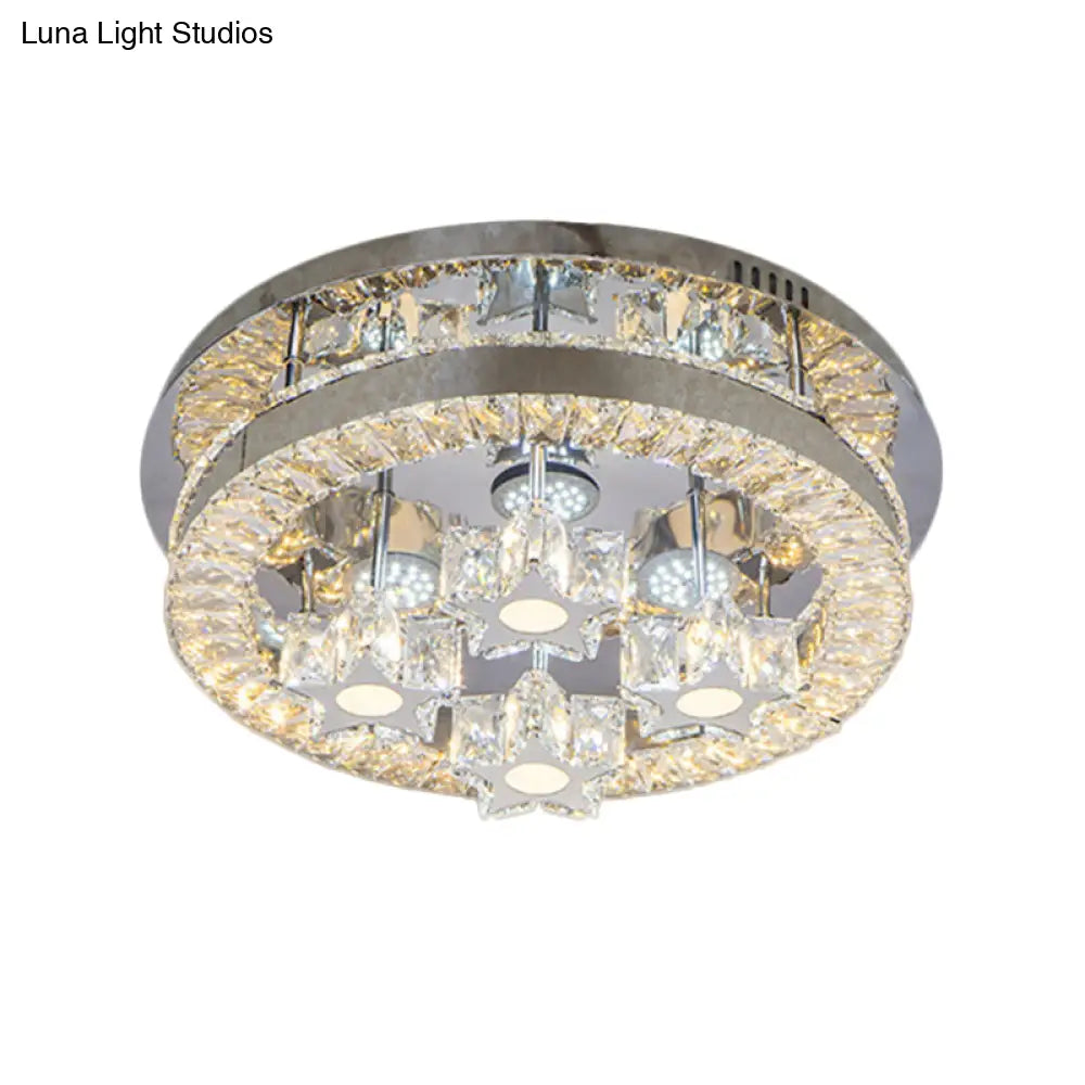 Modern Led Crystal Ceiling Light In Chrome - Semi - Circle/Spiral Design Flush Mount For Minimalist