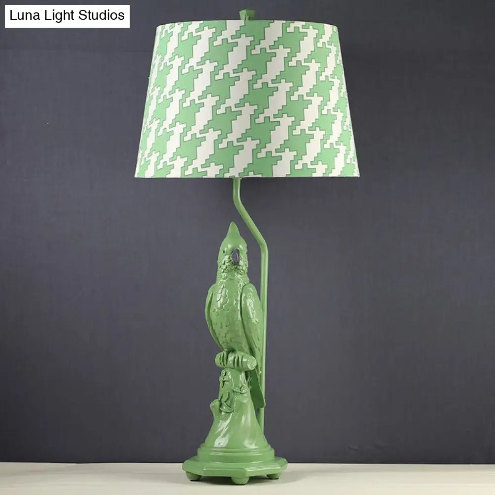 Modern Led Desk Lamp With Green/White Cone Shade - Small Bird Base
