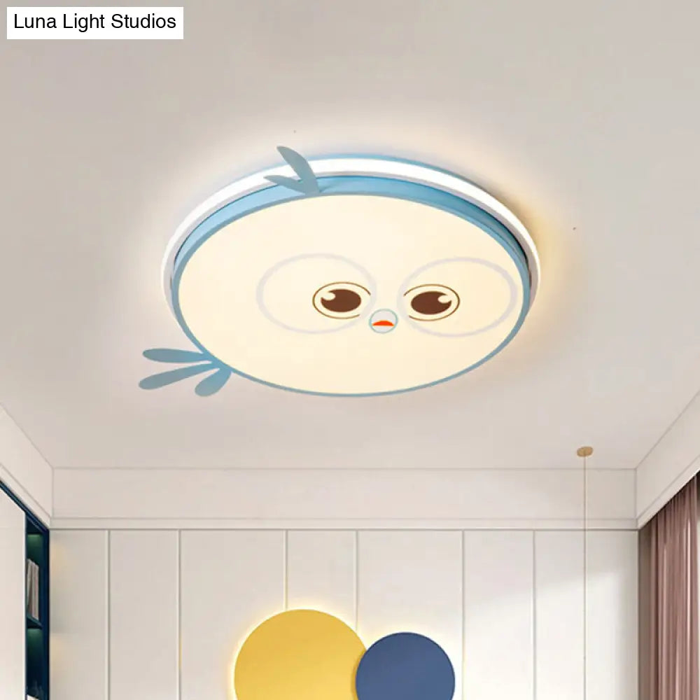 Modern Led Flush Ceiling Light For Kid’s Room With Colorful Chick Face Design