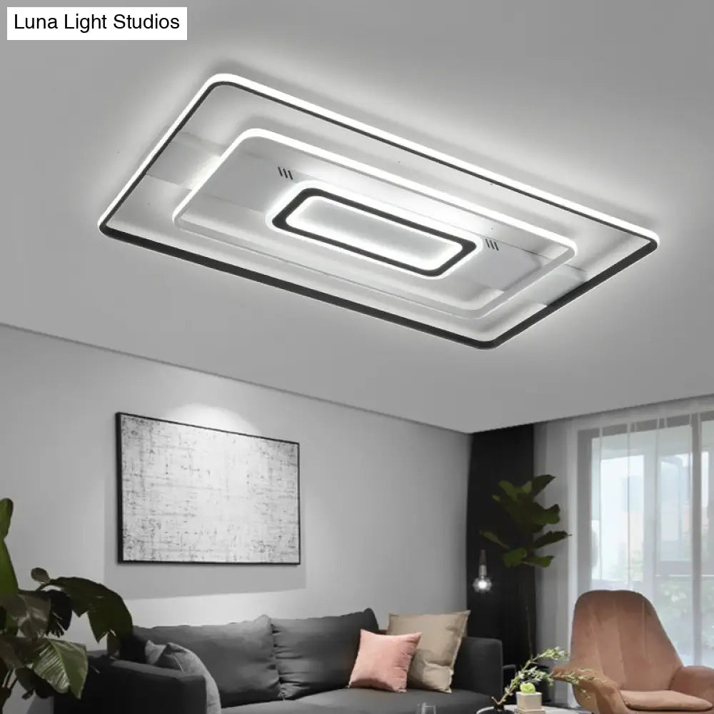 Modern Led Flush Mount Ceiling Light Fixture For Black And White Living Room - Aluminum Frame