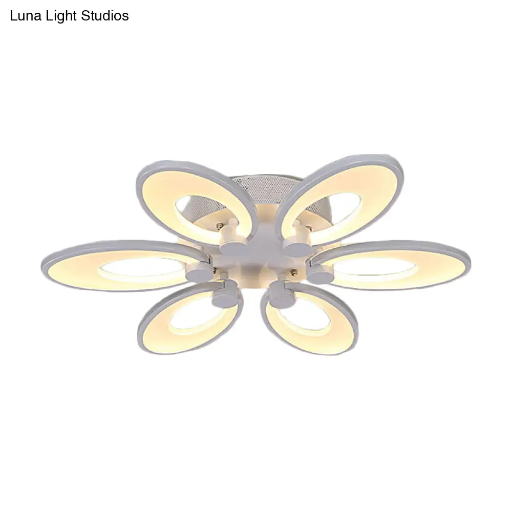 Modern Led Flush Mount Light For Dining Room With Acrylic Shade - 4/6/9 Lights Warm/White/Natural