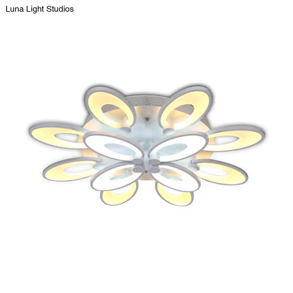 Modern Led Flush Mount Light For Dining Room With Acrylic Shade - 4/6/9 Lights Warm/White/Natural
