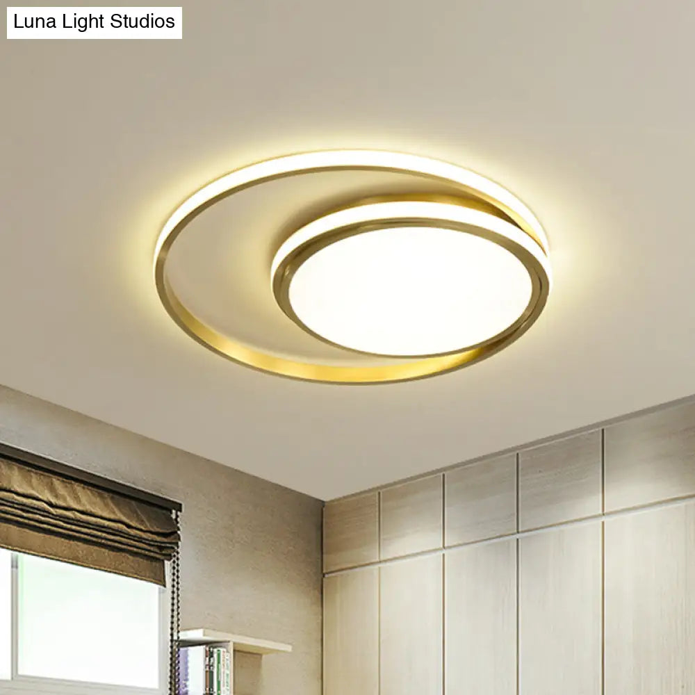 Modern Led Flushmount Light With Gold Finish And Acrylic Shade