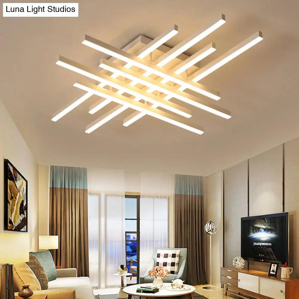 Modern Led Flushmount Lighting For Living Room - 31’/39’ Wide Traverse Acrylic Shade Lamp In