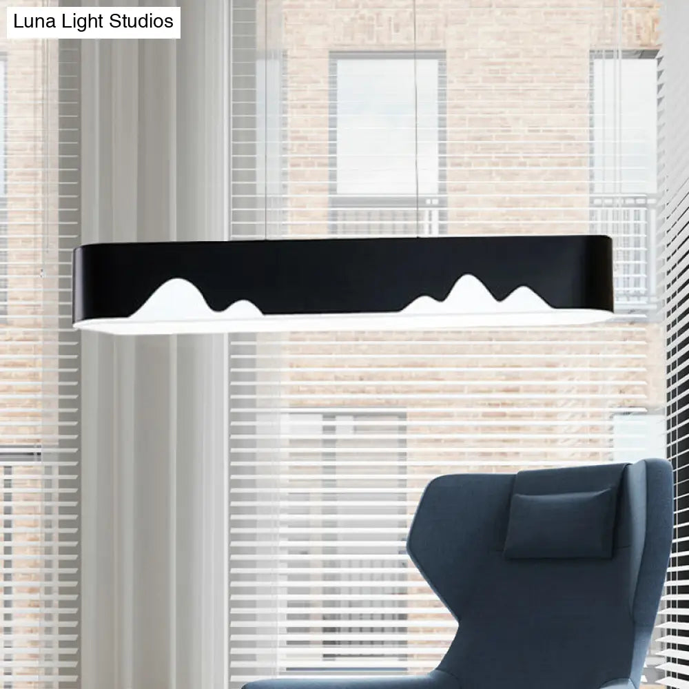 Modern LED Linear Chandelier - White/Black/Green - Rectangular Design - Hanging Ceiling Light in White/Warm Light