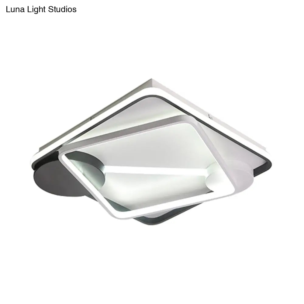 Modern Led Metal Semi Flush Mount Lamp - 16’/19.5’/35.5’ Wide Black And White