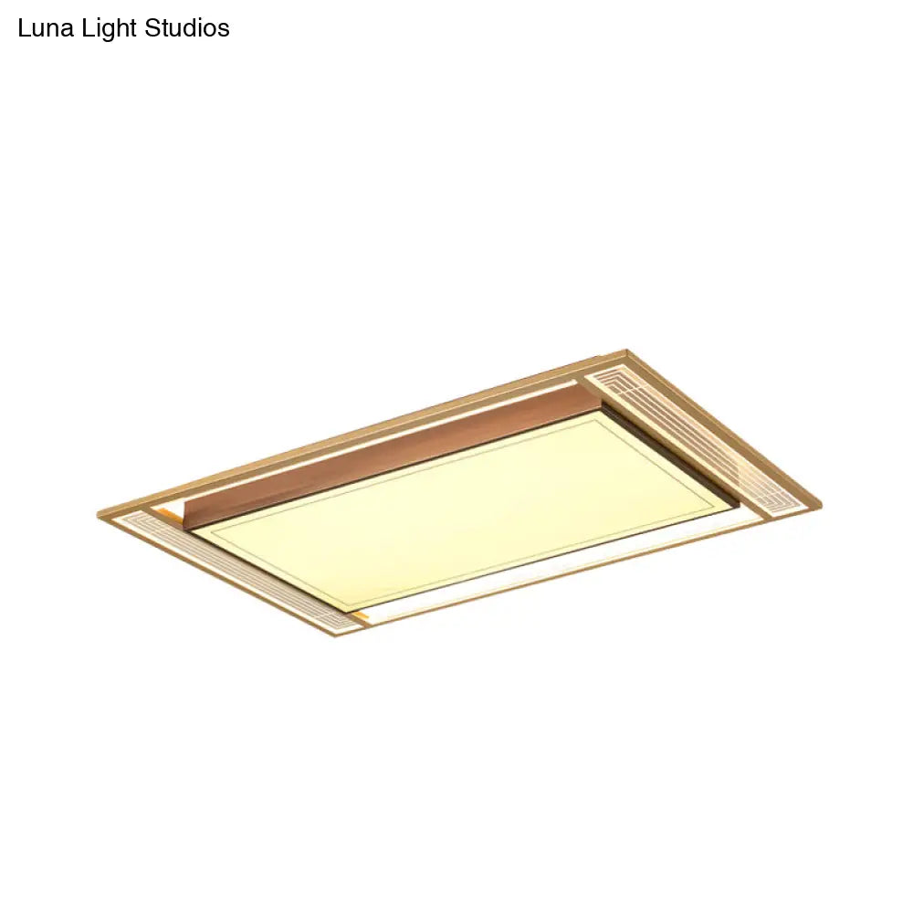 Modern Led Metallic Flush Mount Ceiling Light Fixture - Brown Square/Rectangle Design 21’/39’ Length
