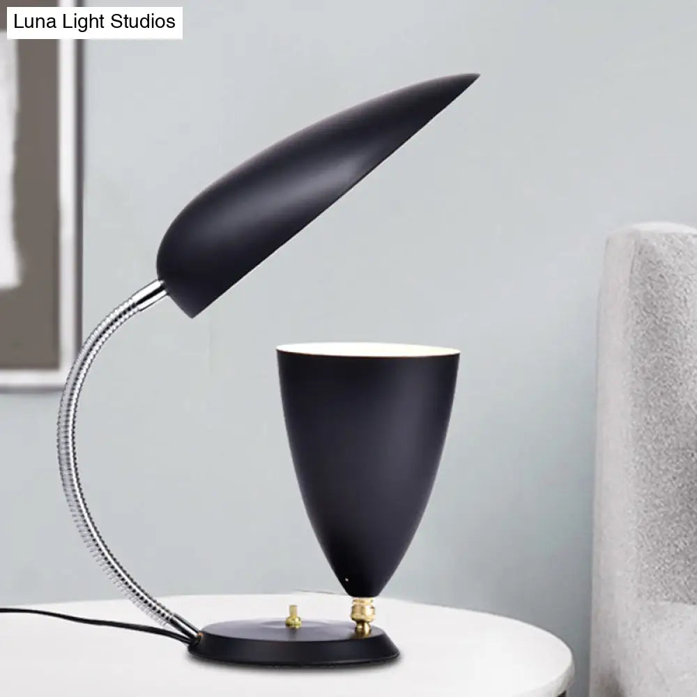 Modern Led Reading Lamp: Adjustable Arm Iron Sharp Tongue & Cone Design White/Black/Grey