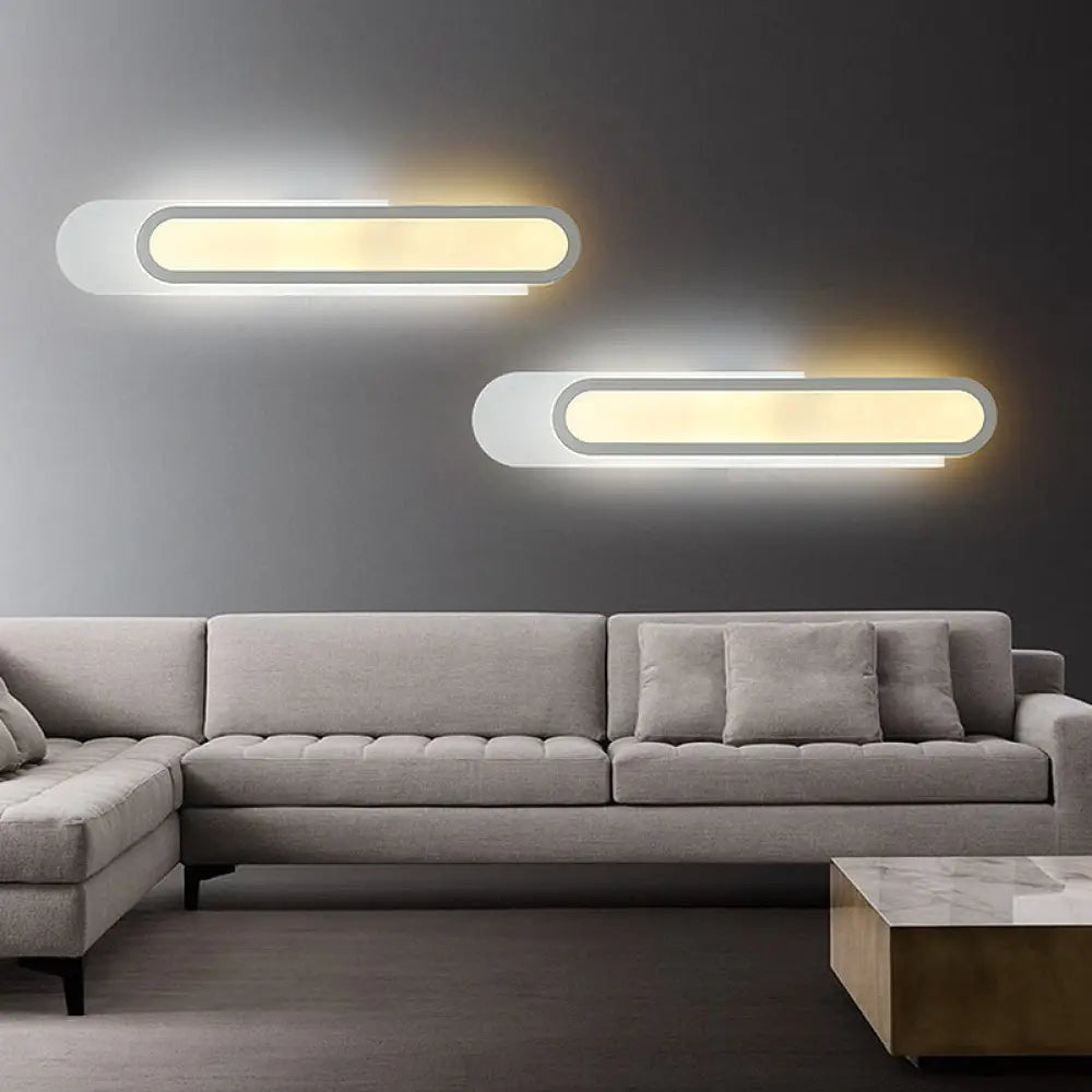 Modern Led Vanity Light With Acrylic Shade - White Wall Sconce Warm/White 12/18/20 Wide / 12