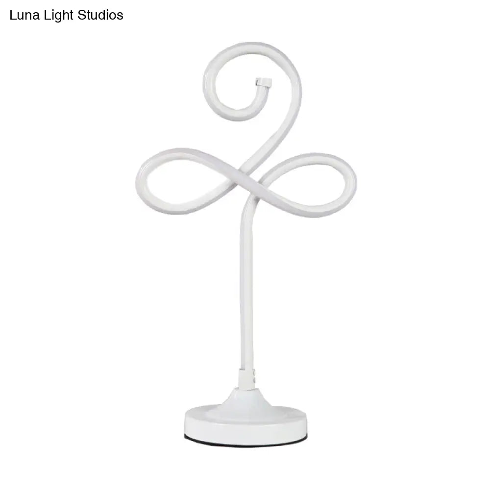 Modern Led White Nightstand Lamp For Living Room With Twist Acrylic Shade Warm/White Light