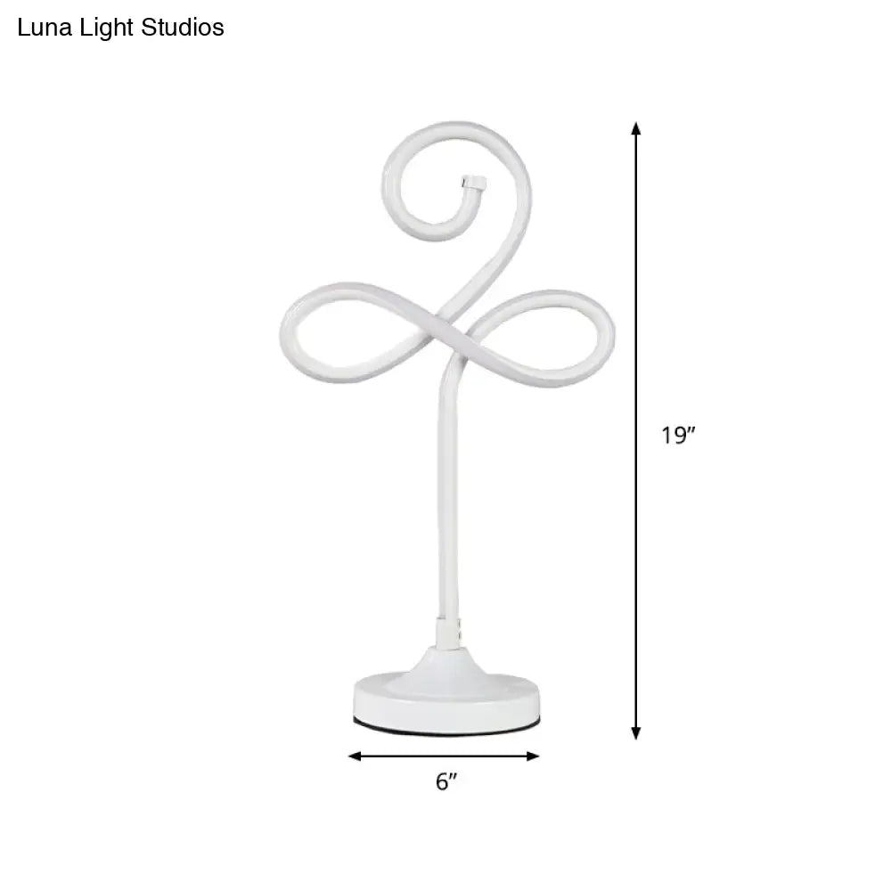 Modern Led White Nightstand Lamp For Living Room With Twist Acrylic Shade Warm/White Light