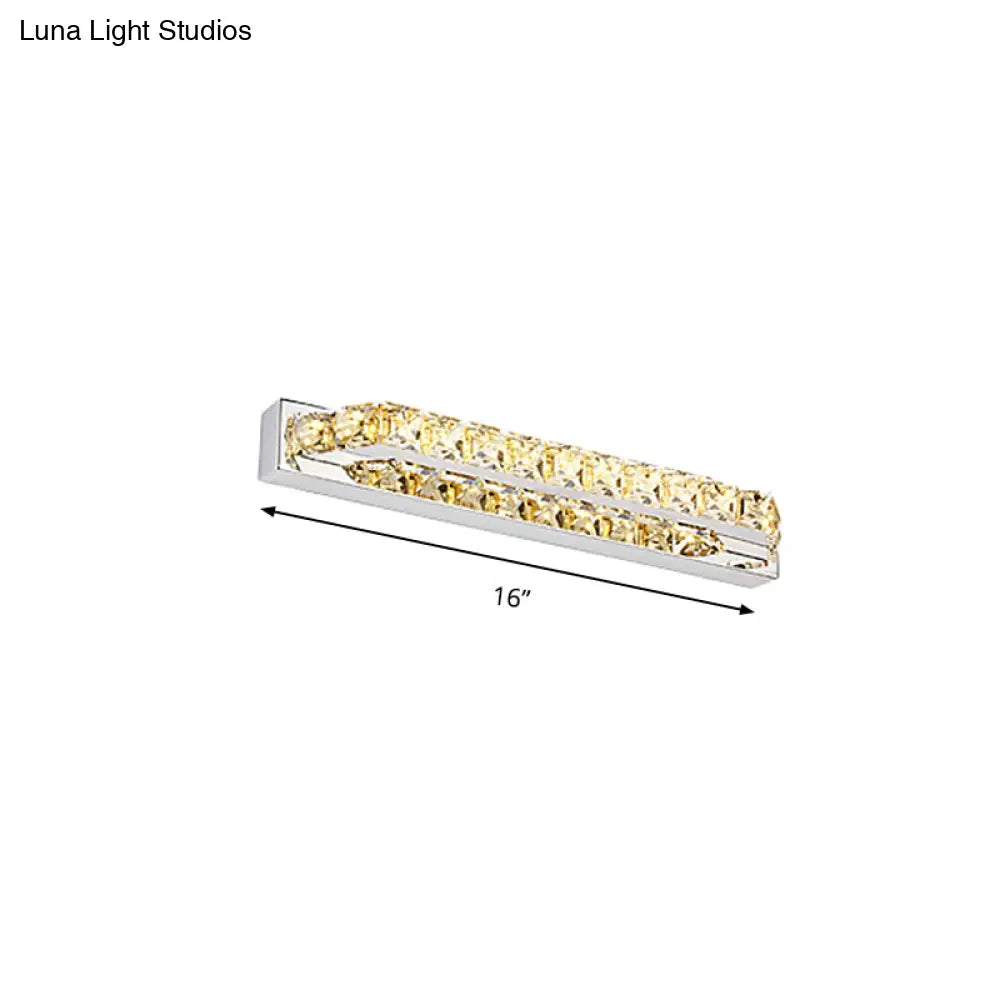 Modern Linear Wall Mounted Vanity Sconce For Bathroom - Clear/Amber Crystal Warm/White Light