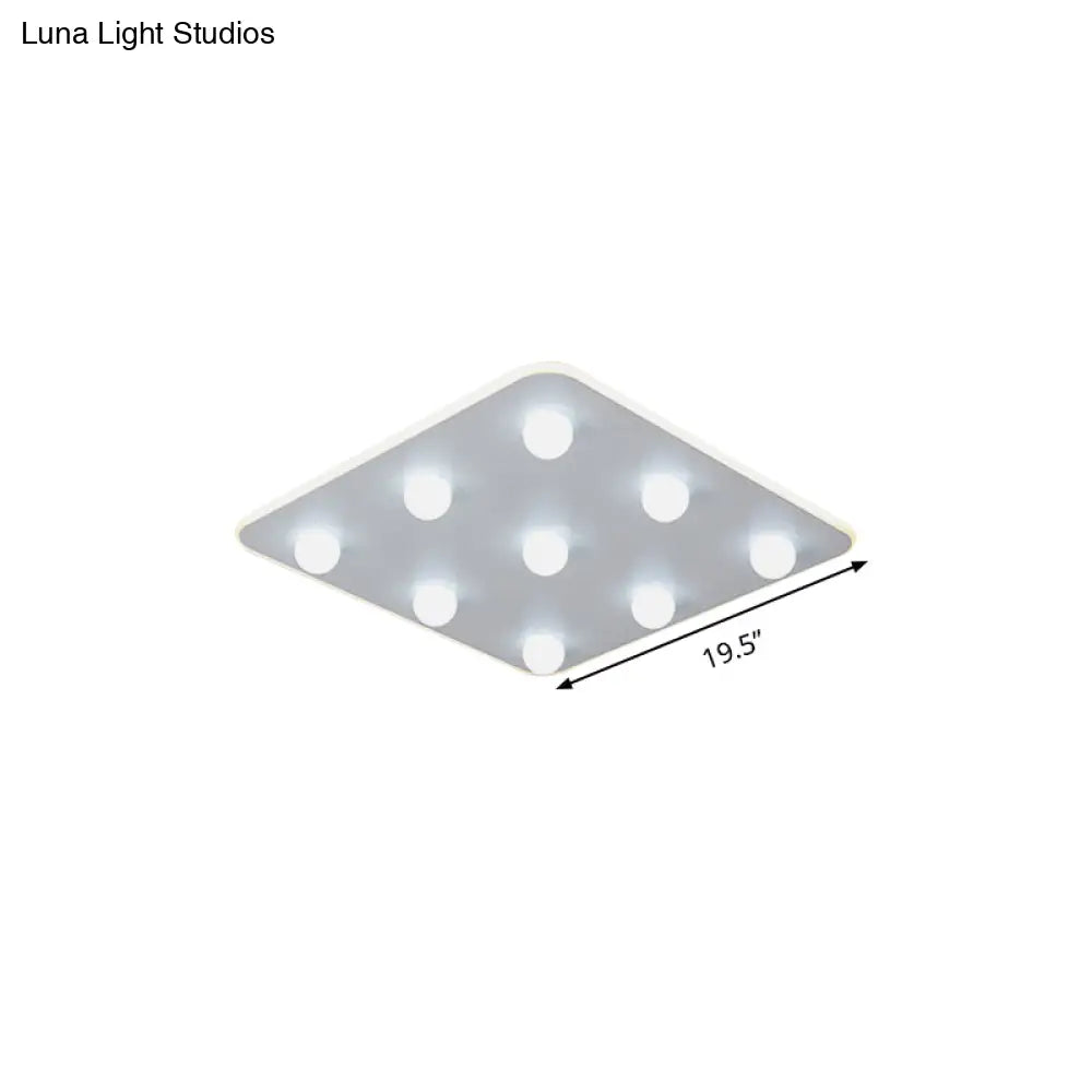 Modern Metal Led Flush Ceiling Light For Kids - Flower/Round/Square Design 8 Lights 16.5/19.5 Inch