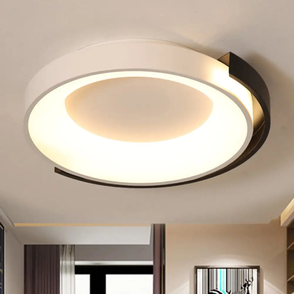 Modern Metal Led Flush Mount Ceiling Light With Frosted Diffuser - White/Warm