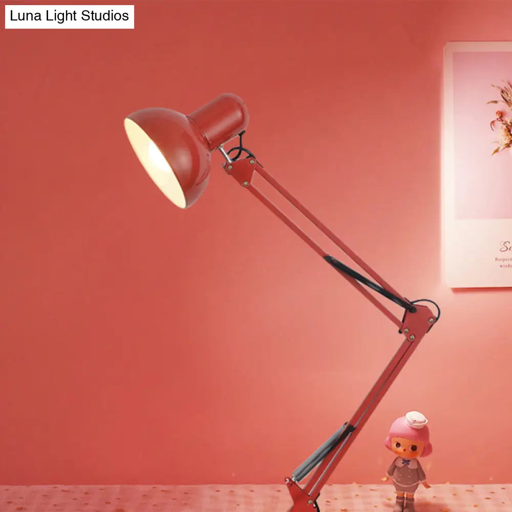 Modern Metal Shade Desk Lamp - Stylish Adjustable 1 Bulb Light For Bedroom Reading