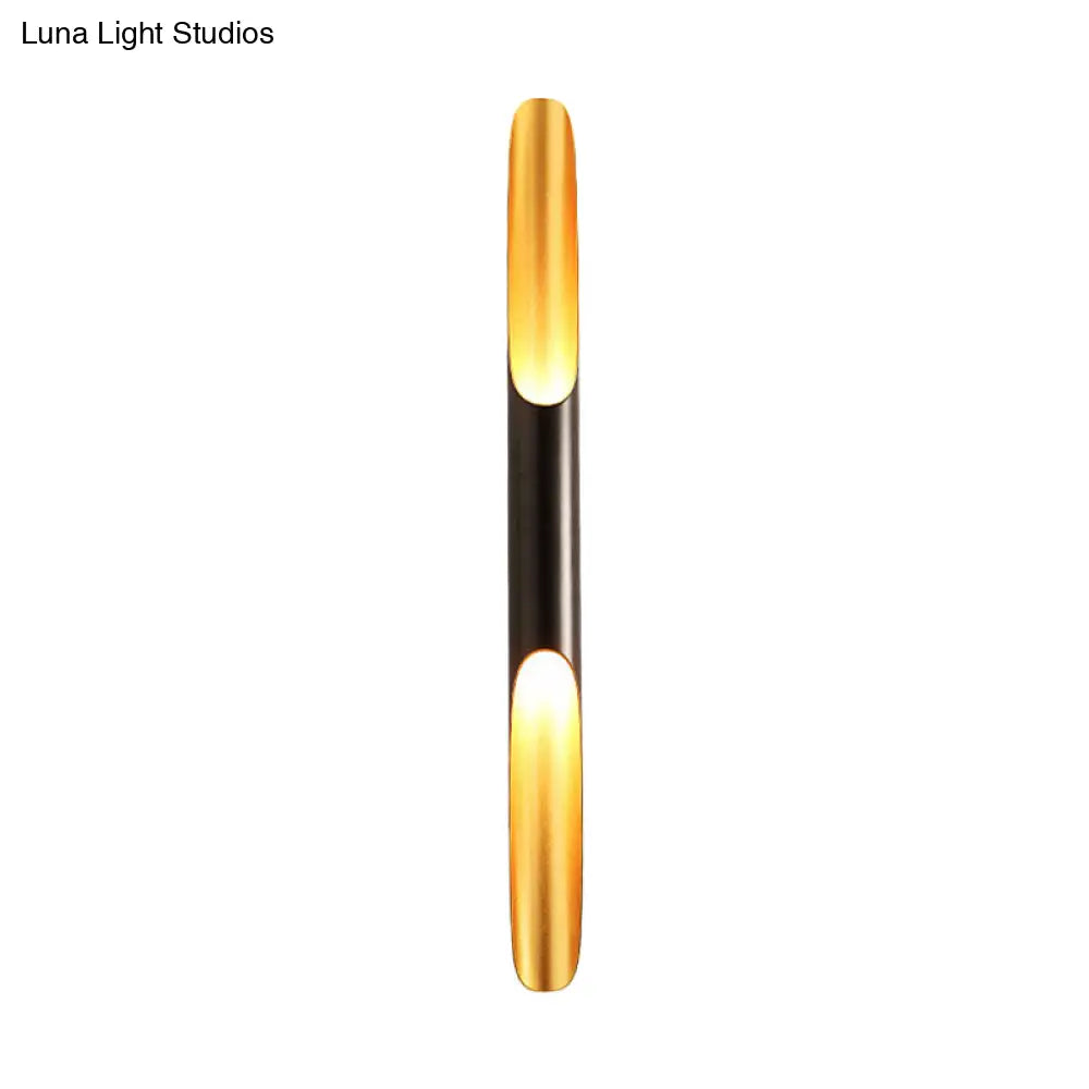Modern Metallic Cylinder Wall Sconce - Mounted Light For Living Room 1/4-Bulb Yellow-Black Design
