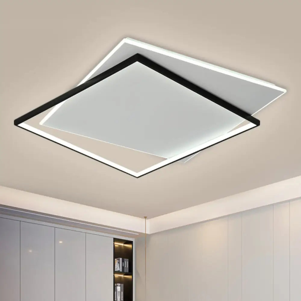 Modern Metallic Led Ceiling Light - Black Overlapping Flush Mount 18/21.5 Wide.