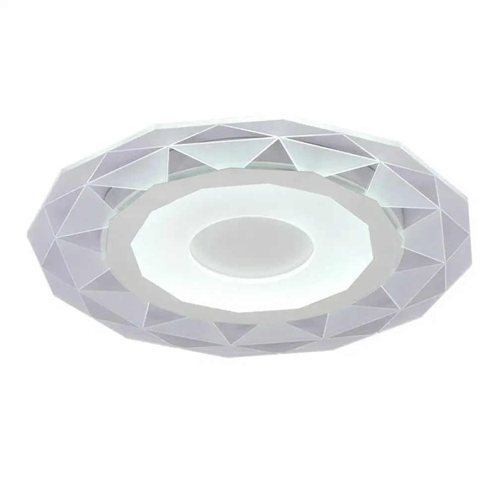 Modern Metallic Led Flush Ceiling Light - Circular Living Room Fixture In Clear