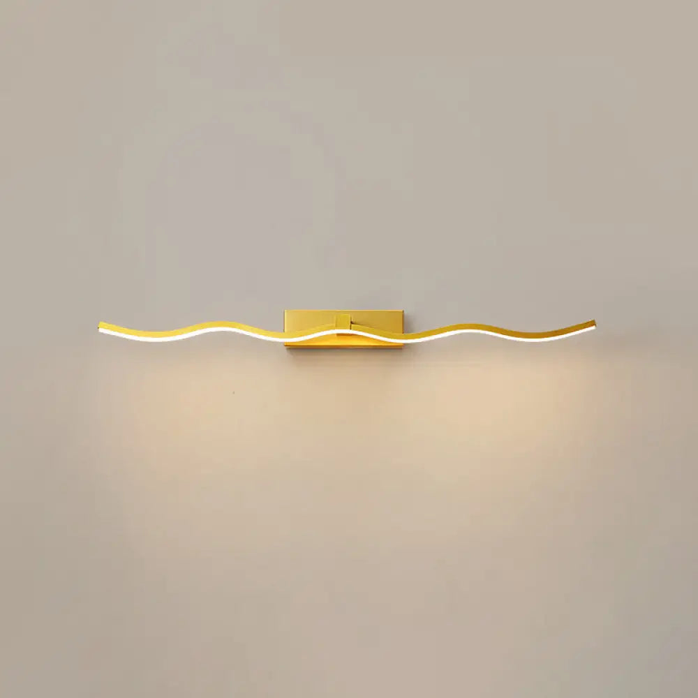 Modern Minimalist Metal Wall Vanity Light With Waving Design Gold / 16