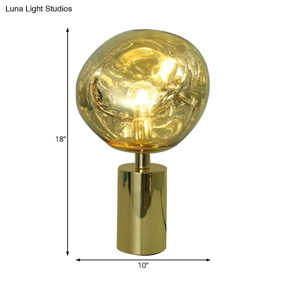Modern Molten Glass Table Lamp - Hand-Blown Silver/Gold With 1 Head For Living Rooms