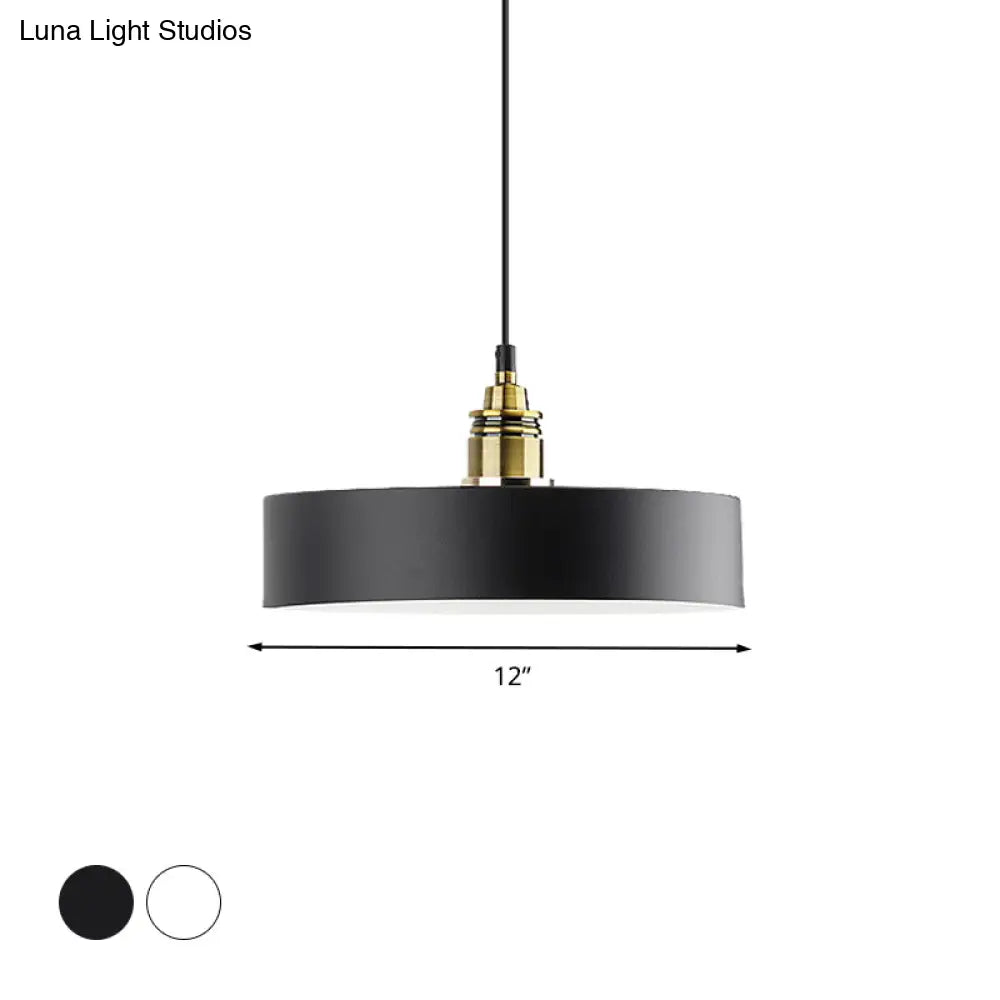Modern Monochrome Round Shade Hanging Light - Stylish Aluminum Pendant For Study Room