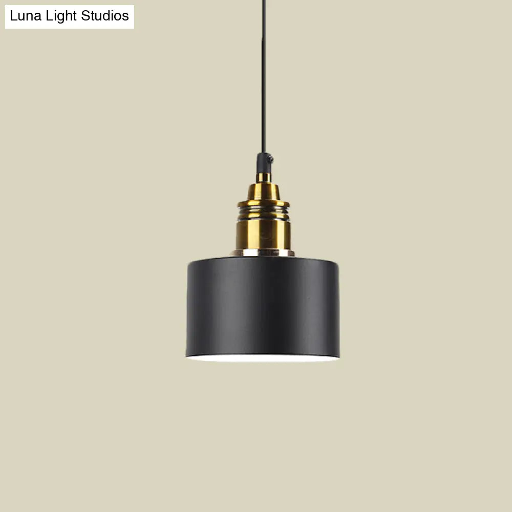 Modern Monochrome Round Shade Hanging Light - Stylish Aluminum Pendant For Study Room