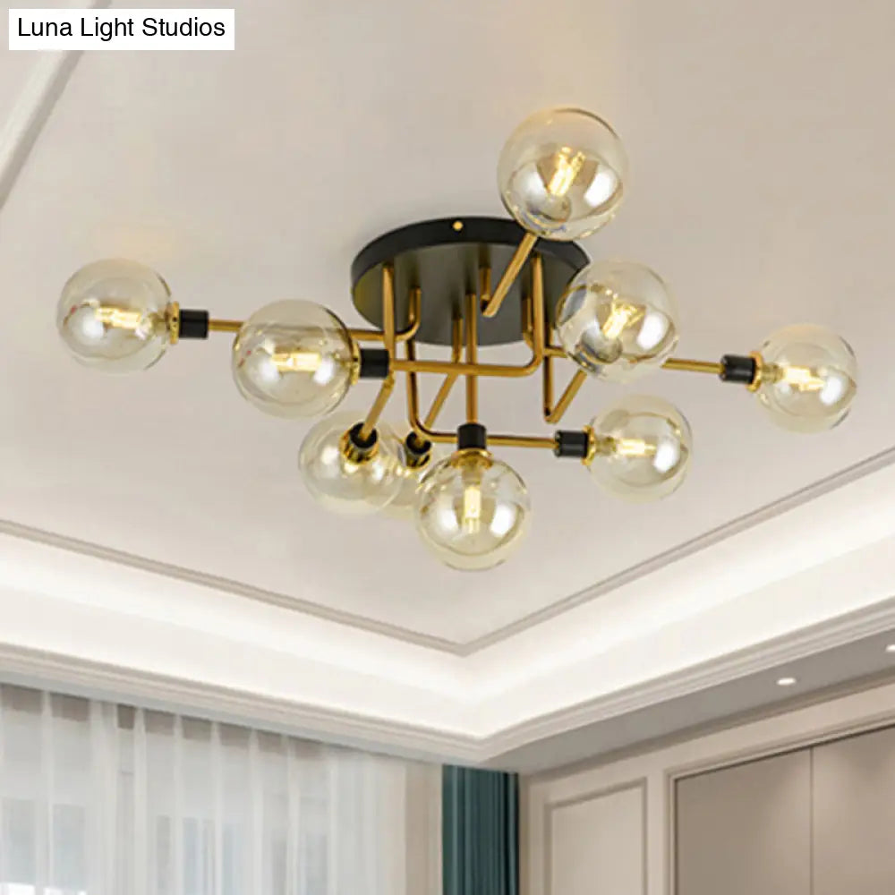 Modern Multi - Head Ceiling Lamp With Glass Metal Sphere Shade For Hotels