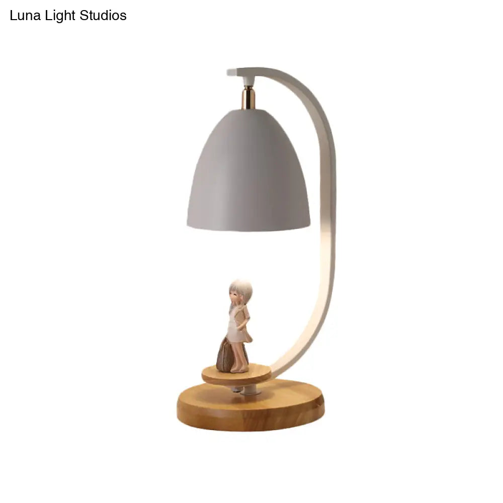 Modern Nordic Conical Nightstand Lamp - White/Black Metallic 1 Light Girl Decor