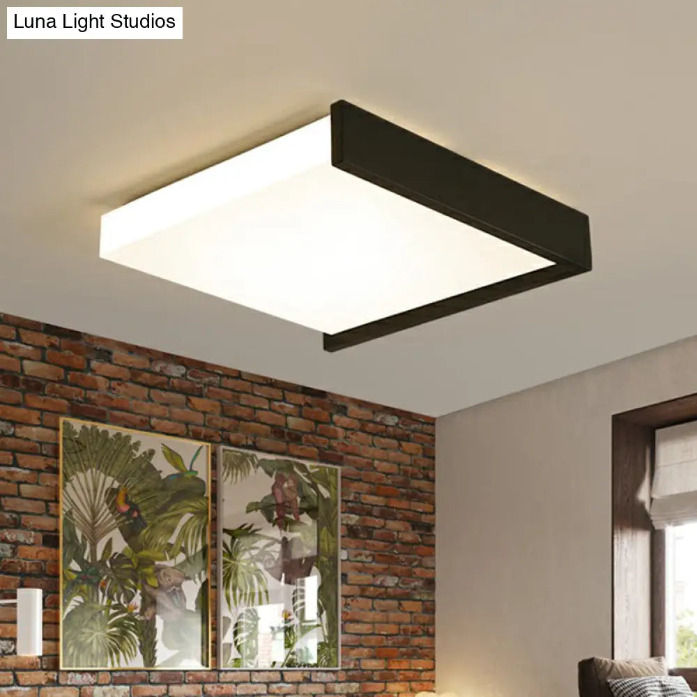 Modern Nordic Led Ceiling Light With Acrylic Square Design In Black And White