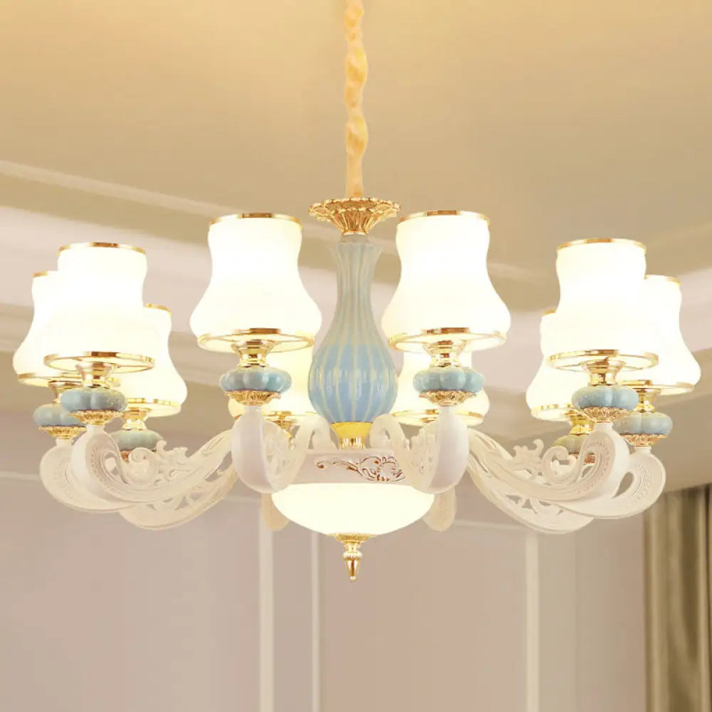 Modern Opal Glass Living Room Drop Lamp With Pear Shade 10 / White