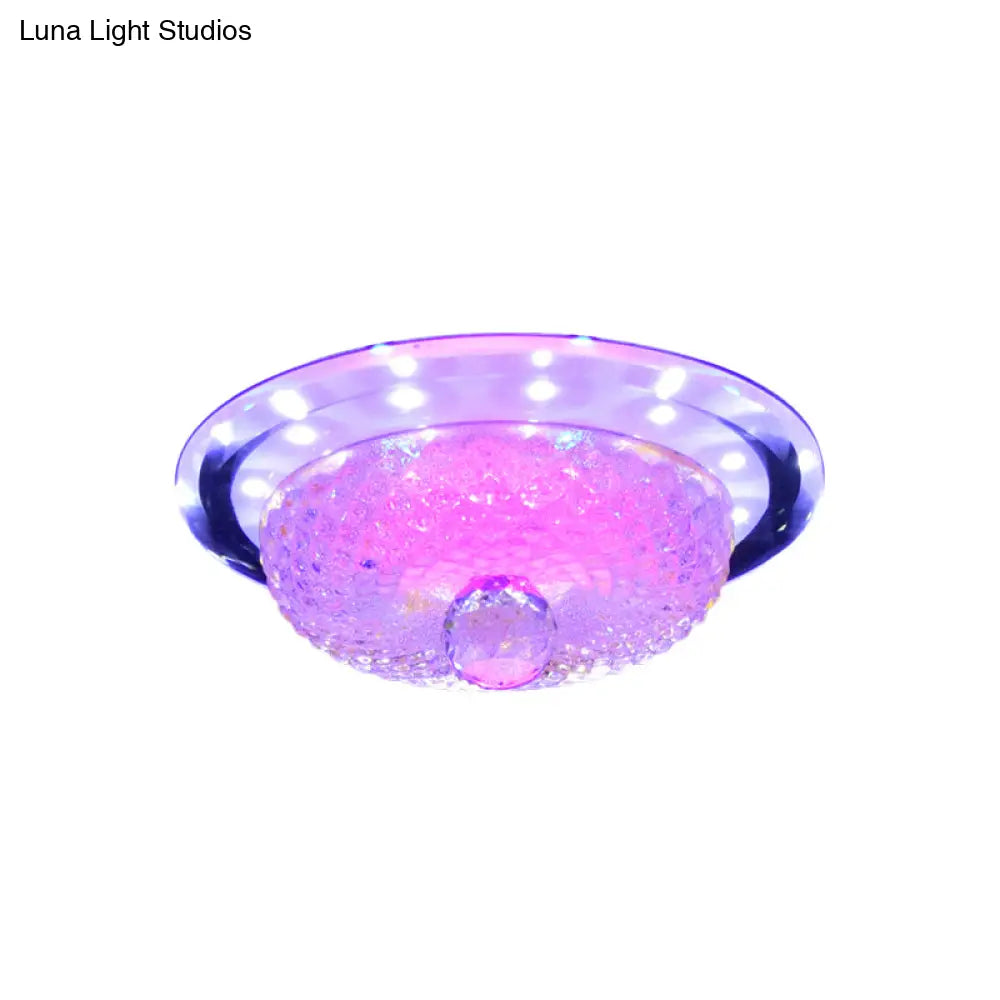 Modern Prismatic Crystal Led Flush Ceiling Light Fixture - Tan/Silver Bowl Design