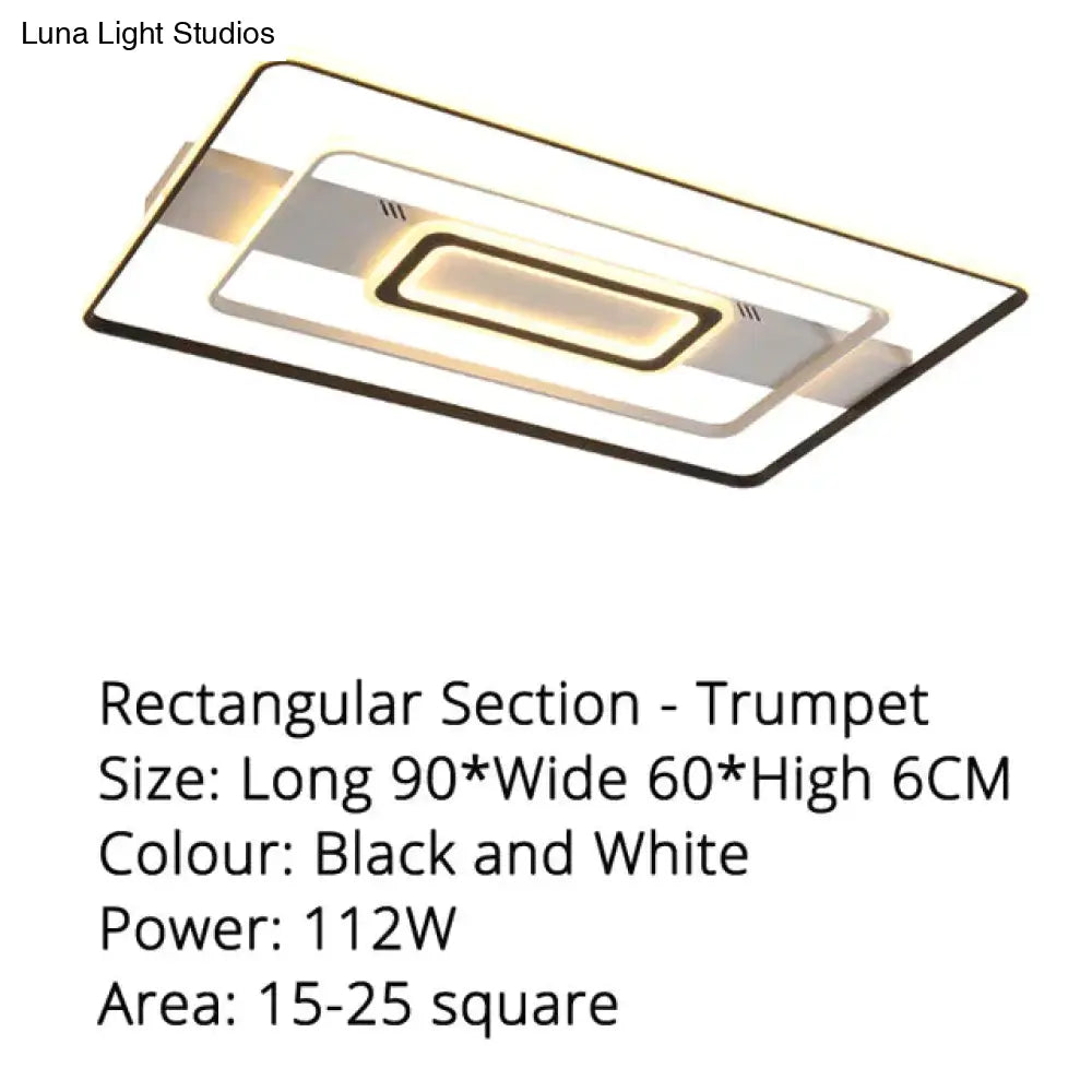 Modern Rectangle/Square/Circle Acrylic Led Ceiling Light White Color Black Remote Control For Living