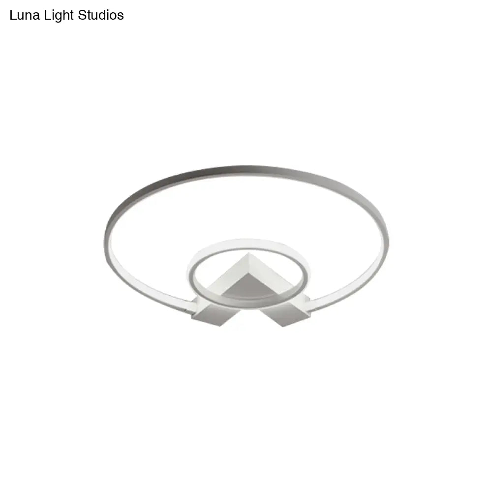 Modern Single Light White/Gold Flushmount Ceiling Fixture With Acrylic Panels