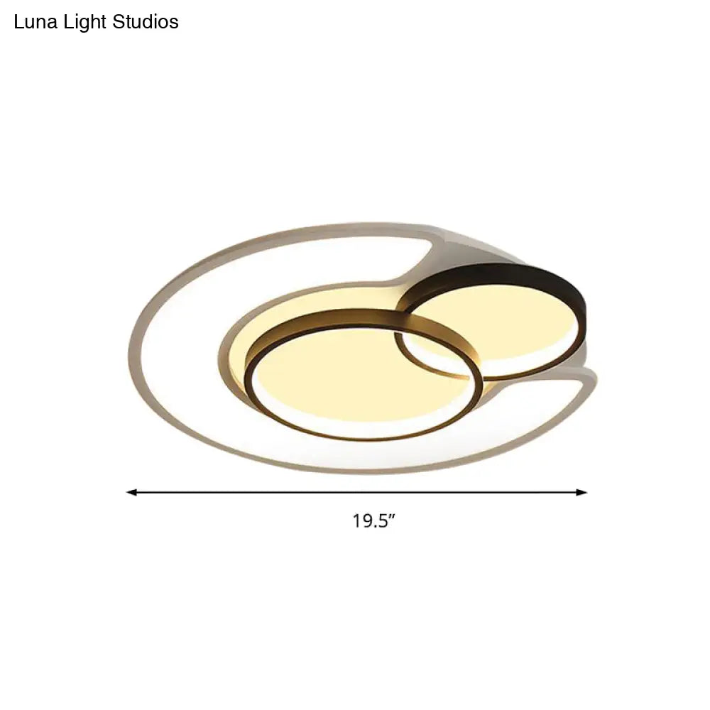 Modern Snowman Led Ceiling Light In Black - Energy - Saving Acrylic Fixture For Kids Bedroom