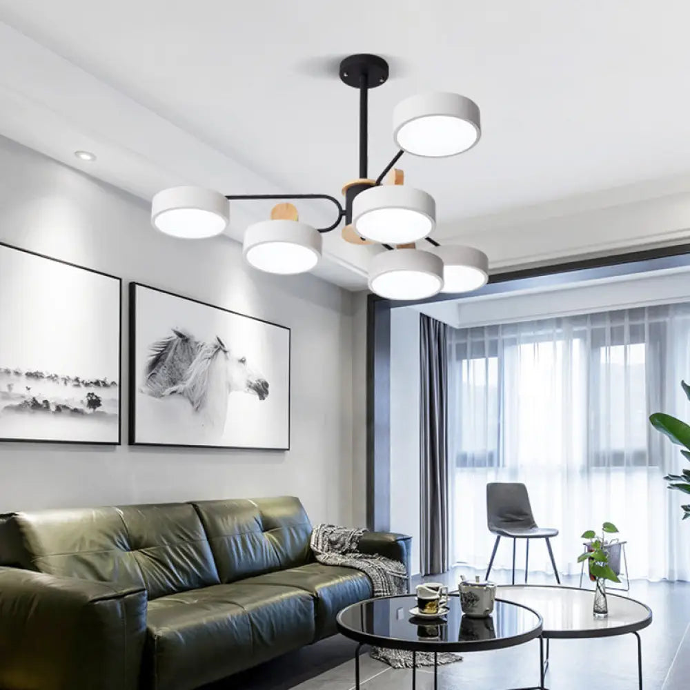 Modern Starburst Chandelier - Simplistic Metal Ceiling Lamp With Acrylic Shade For Living Room 6 /