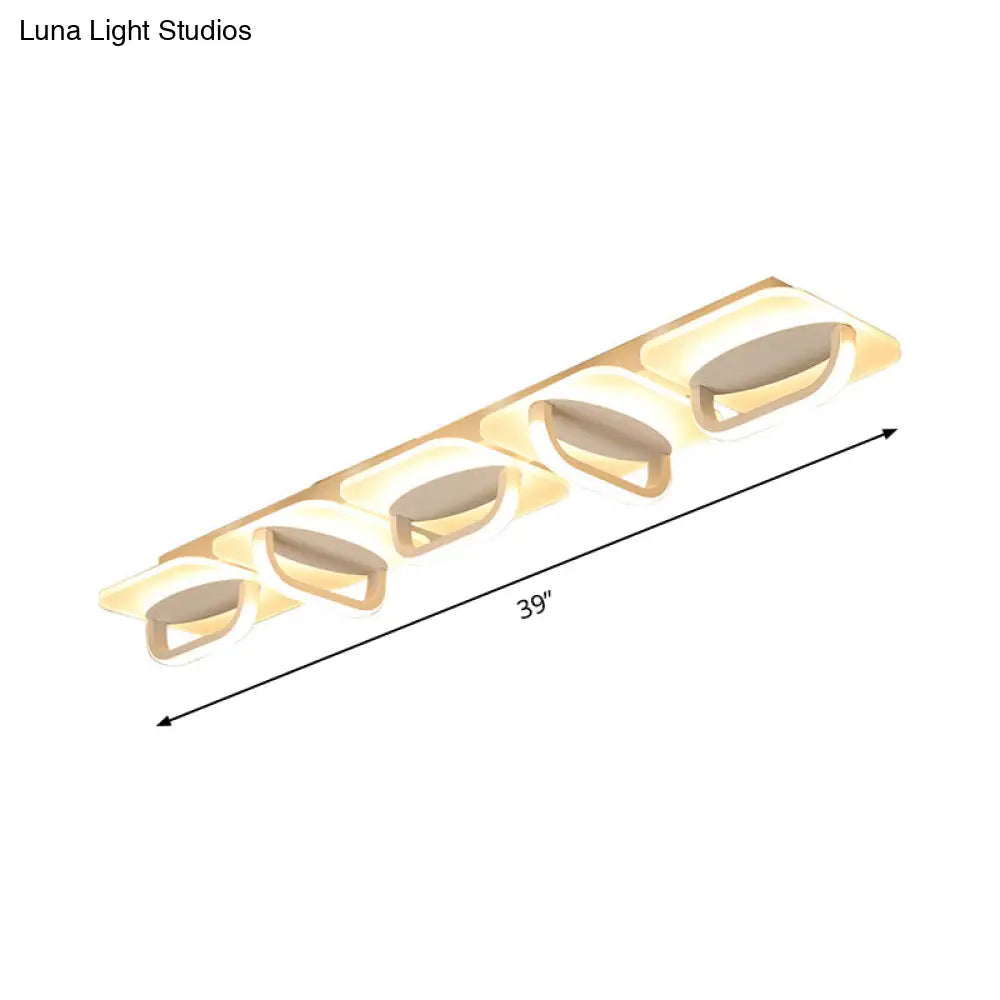 Modern Style Led Linear Ceiling Light Flushmount Design In Warm/White 31.5’/39’ W - White Acrylic