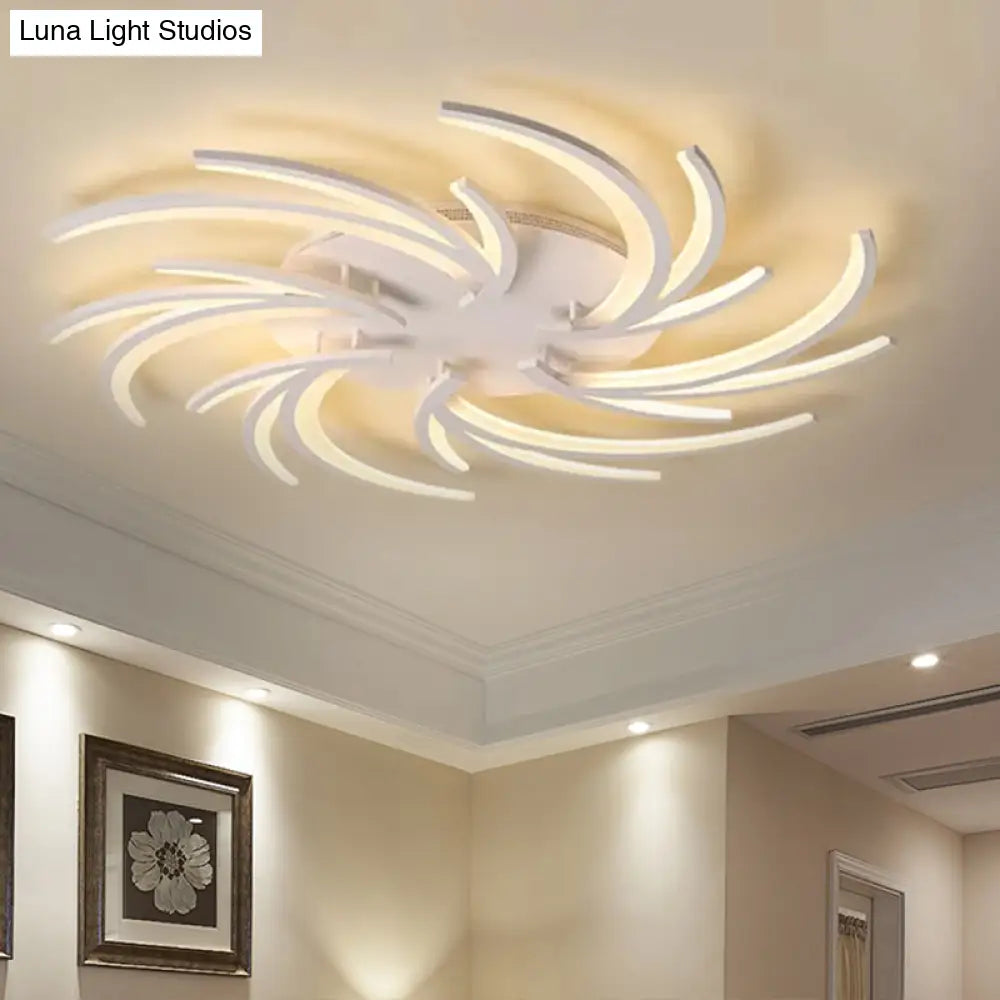 Modern Swirl Flush Mount Lamp - Acrylic Ceiling Fixture With 3/4/5 Lights For White Bedroom