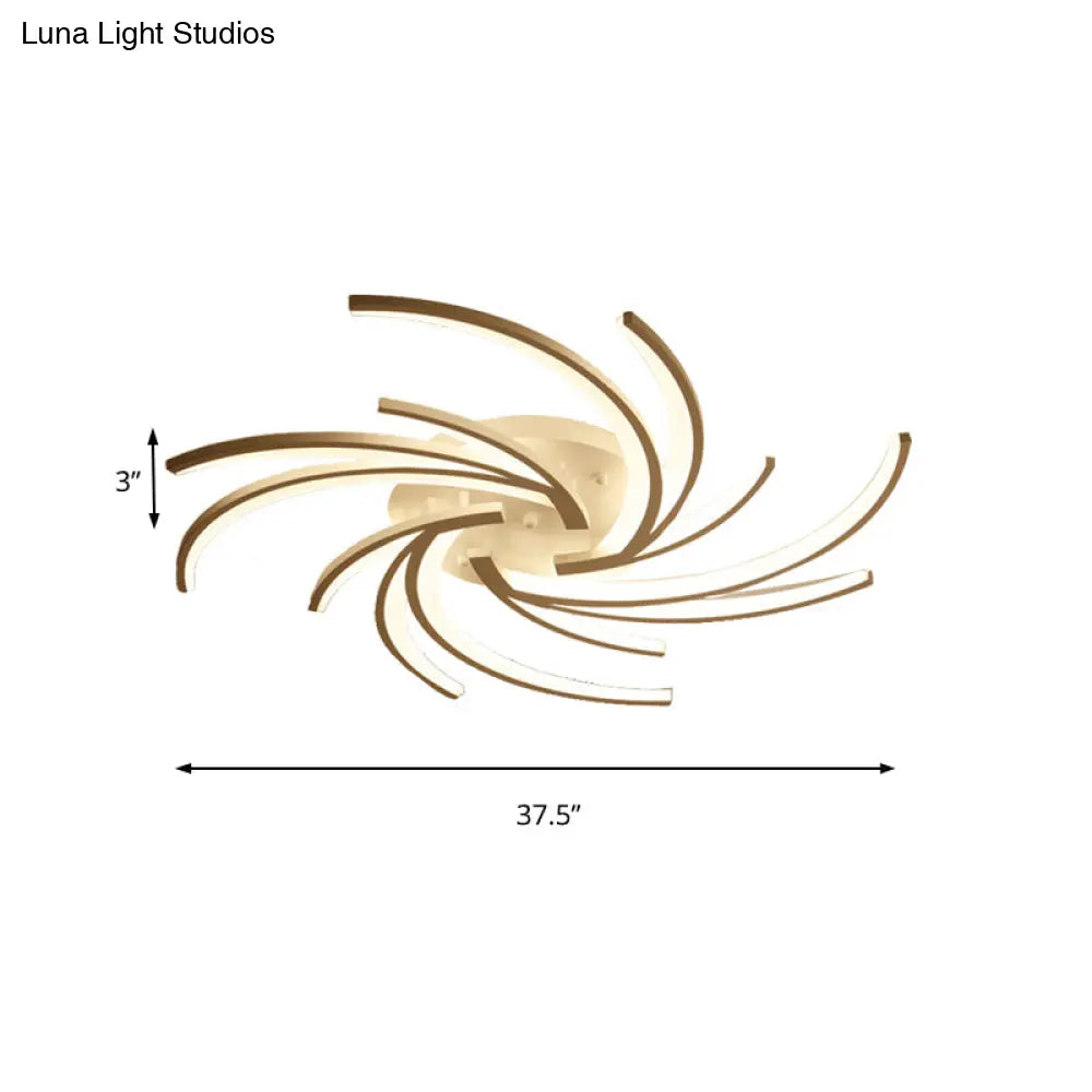 Modern Swirl Flush Mount Lamp - Acrylic Ceiling Fixture With 3/4/5 Lights For White Bedroom